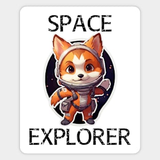 Red Fox Astronaut - Space Explorer (Black Lettering) Magnet